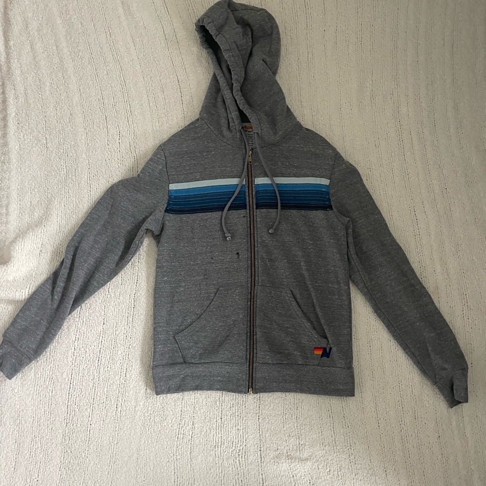 aviator nation zip-up; size small; has two small holes
